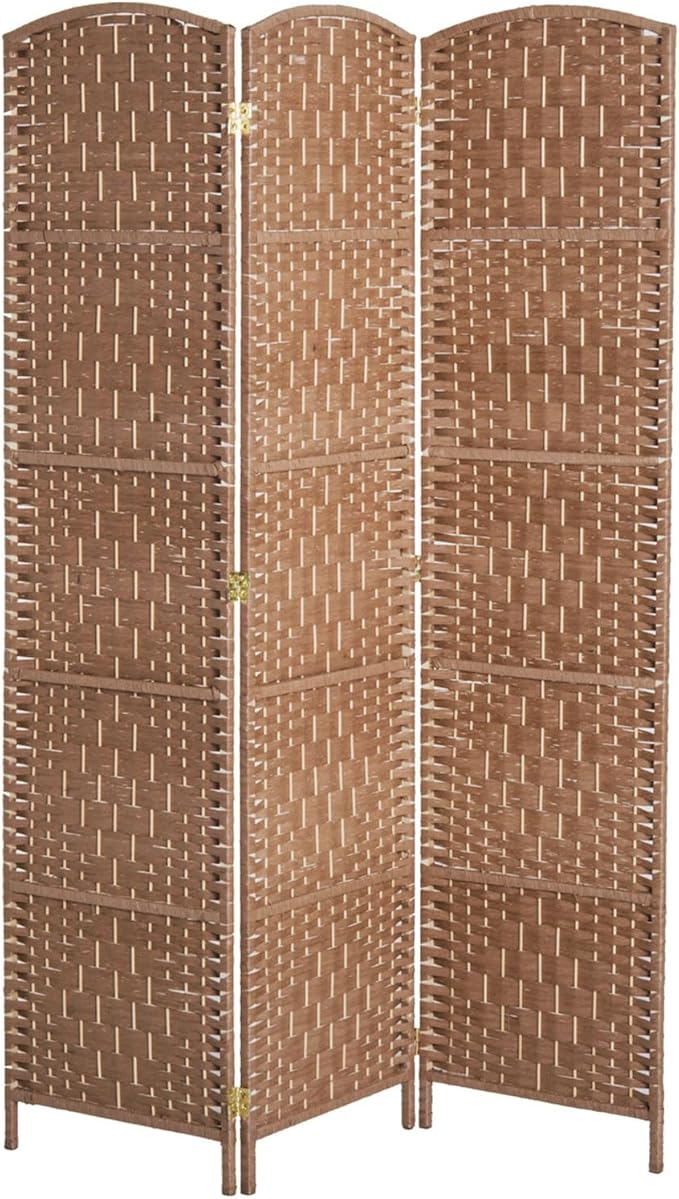 NicBex Room Divider 3 Panel Room Dividers with Wicker Weave Design Partition Room Dividers and Folding Privacy Screens 6 FT Wall Divider for Office, Room Separation,53.25"W x 0.75"D x 70.75"H, Natural-DeskLoop Office