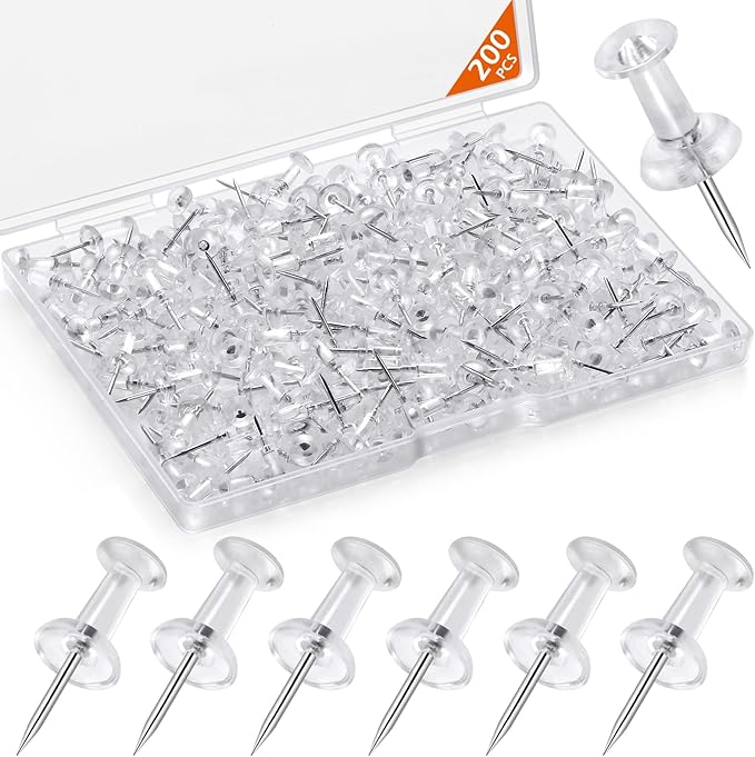 200 Pcs Push Pins Tacks, Thumb Tacks by Dorbetar