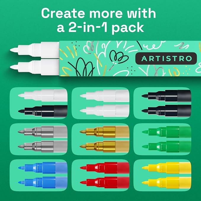 ARTISTRO 2 White Acrylic Paint Markers - Image 7