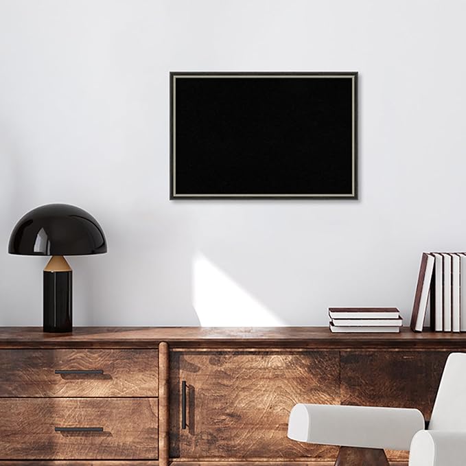 Amanti Art Black Cork Board for Wall, 17x25 Vision Board with Black Wood Frame, Medium Corkboard Office Decor for Home Organization, Modern Corkboard Pinboard to Display Items for Home Organization-DeskLoop Office