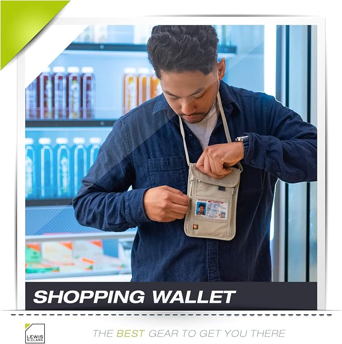 Lewis N. Clark RFID Blocking Stash Neck Wallet, Travel Pouch + Passport Holder - Image 7