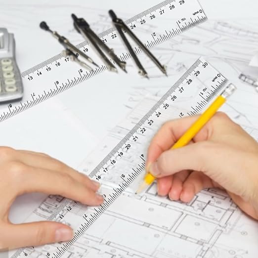 Plastic Ruler 12 inch, Centimeters, Millimeters, Straight Measuring Tools - Image 5