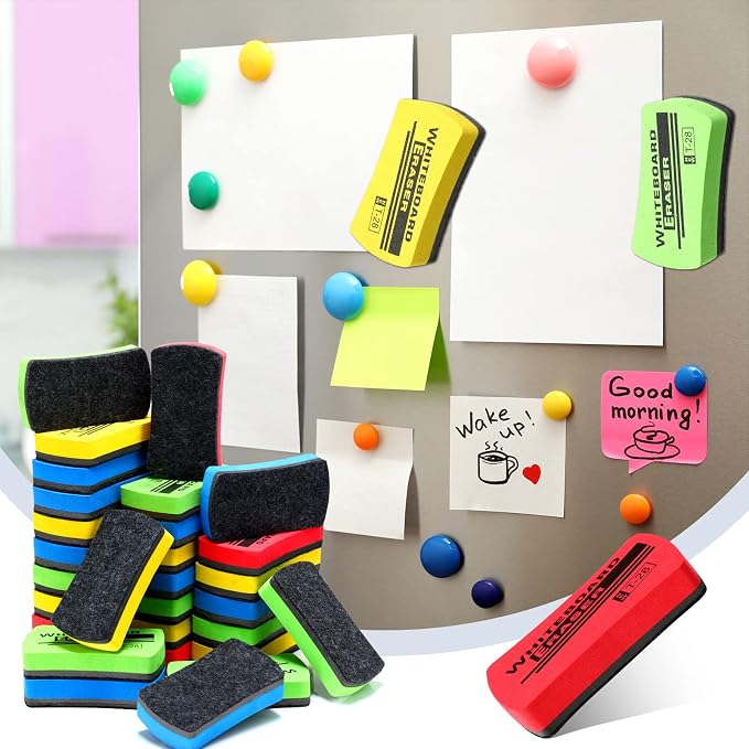 Outus 30 Pcs White Board Erasers Bulk Magnetic Dry Erase Erasers Assorted Color - Image 6