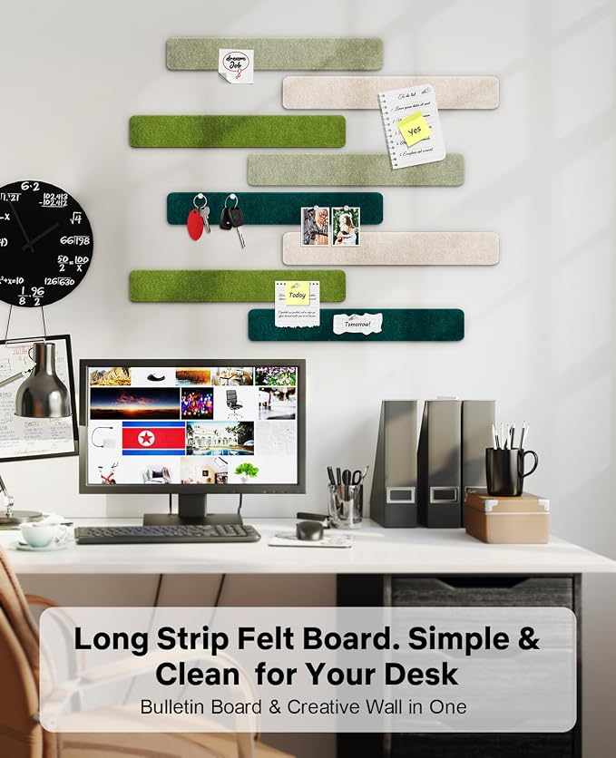 Small Cork Bulletin Board Tiles, Felt Wall Decor and Office Desk Accessories - Image 6