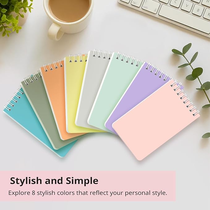 Taja Pocket Small Notebook 3" x 5", 4 Set of 8 Mini Little Spiral Notebook - Image 7