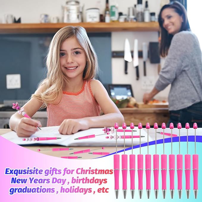 150 Pieces DIY Beadable Pen Kit – 50 Plastic Ballpoint Pens - Image 4