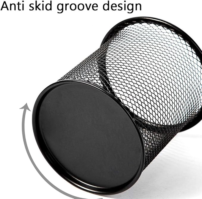 Ameceres 4 Packs Wire Mesh Pencil Holder Metal Pen Cup Desk Pen Organizer Case Pencil Jar Black for Office Home (DeepPink)-DeskLoop Office