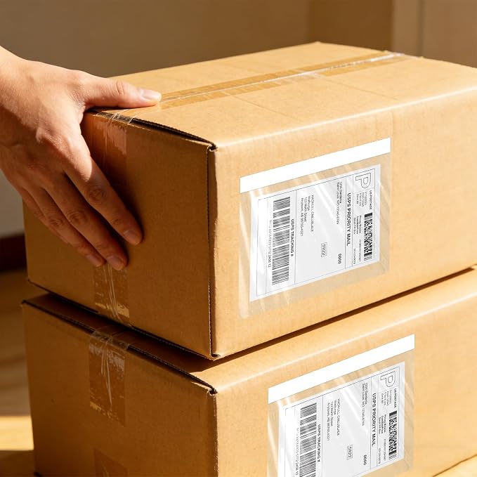 SJPACK 7.5" x 5.5" Shipping Label Sleeves, Label Envelopes Pouches - Image 6