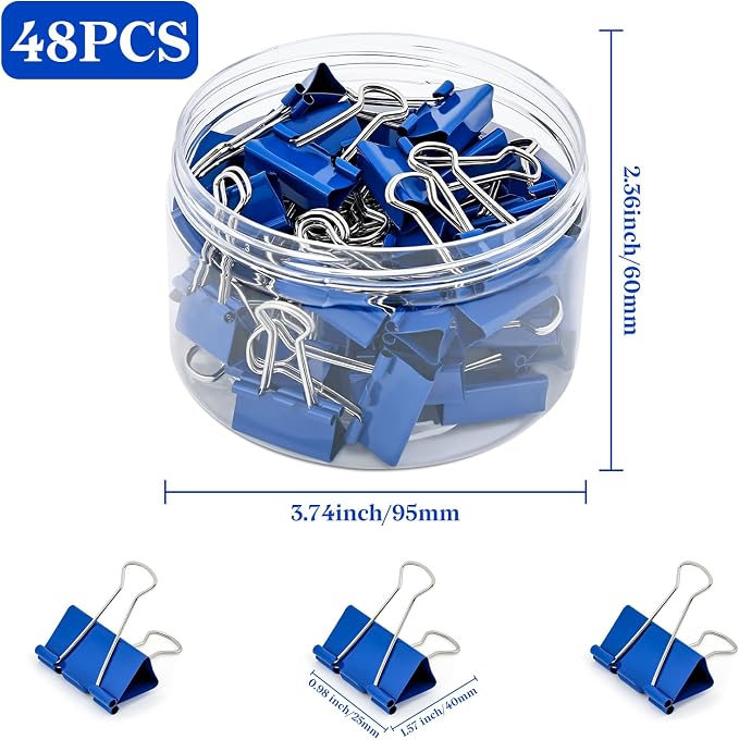 Temiary 48 Pcs Binder Clips, 0.98 Inch Medium Metal Binder Paper Clip - Image 2