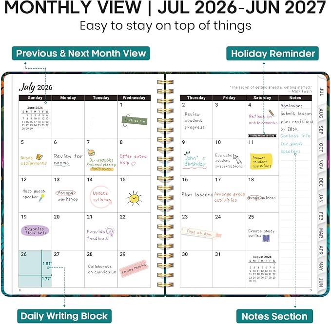 Academic Planner 2026-2027, Weekly and Monthly Calendar Book, July 2026 – June - Image 2