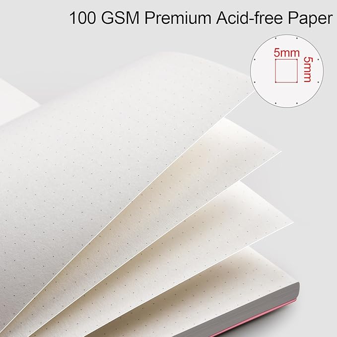 AHGXG Bullet Dotted Journal - Dot Grid Spiral Notebook 8.5" x 11", A4 Large Dotted Notebook, 100 GSM Thick Paper, Waterproof Plastic Cover Journals for Bullet Journaling, Sketching, Pink-DeskLoop Office