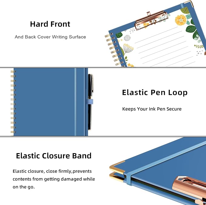 Ospelelf Clipboard with Storage 8.5 X 11，Padfolio Organizer, Spiral Portfolio - Image 5