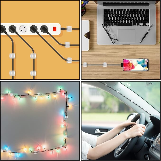 65Pcs Cable Clips, Adhesive Cable Organizer Cord Holder Wire Clip Wire - Image 7