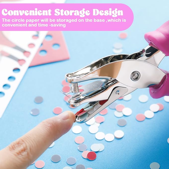 Chumia 12 Pieces Single Hole Punch Handheld 1/4 Inch Hole Paper Punch - Image 5