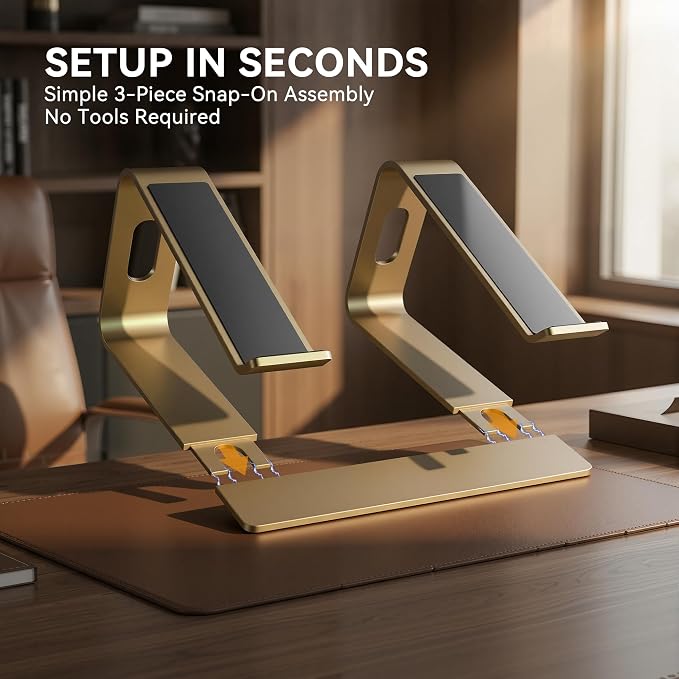 SOUNDANCE Laptop Stand, Aluminum Computer Riser, Ergonomic Laptops Elevator - Image 6
