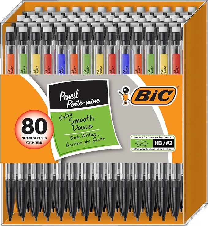BIC Mechanical Pencils #2 Xtra Smooth, 0.7mm Medium Point, 80 Pack | Bulk Pack by BIC