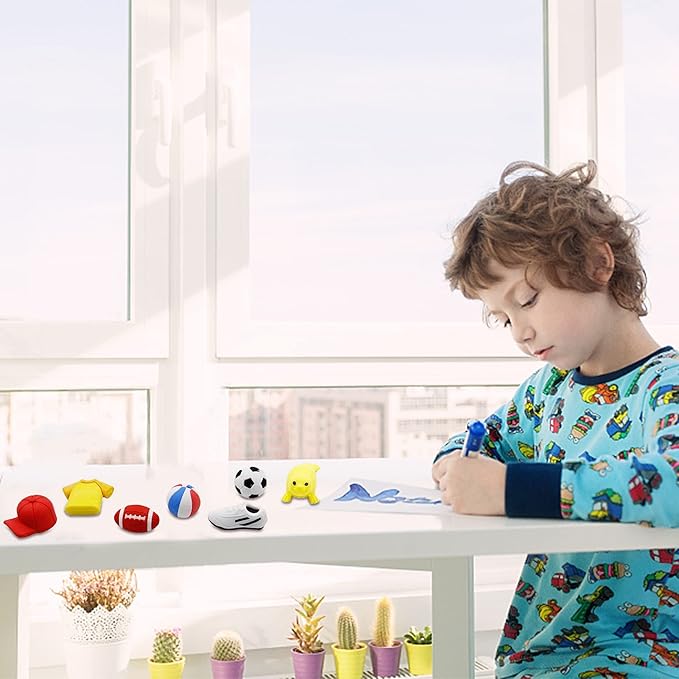 72 Pcs Assorted Animal Pencil Erasers Desk Pets, Bulk Mini Pencil Erasers Gifts for Classroom Prizes Reward Goodie Bag Easter Egg Fillers Party Favors (Animal and Car)-DeskLoop Office