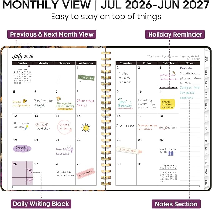 Academic Planner 2026-2027, Weekly and Monthly Calendar Book, July 2026 – June - Image 2