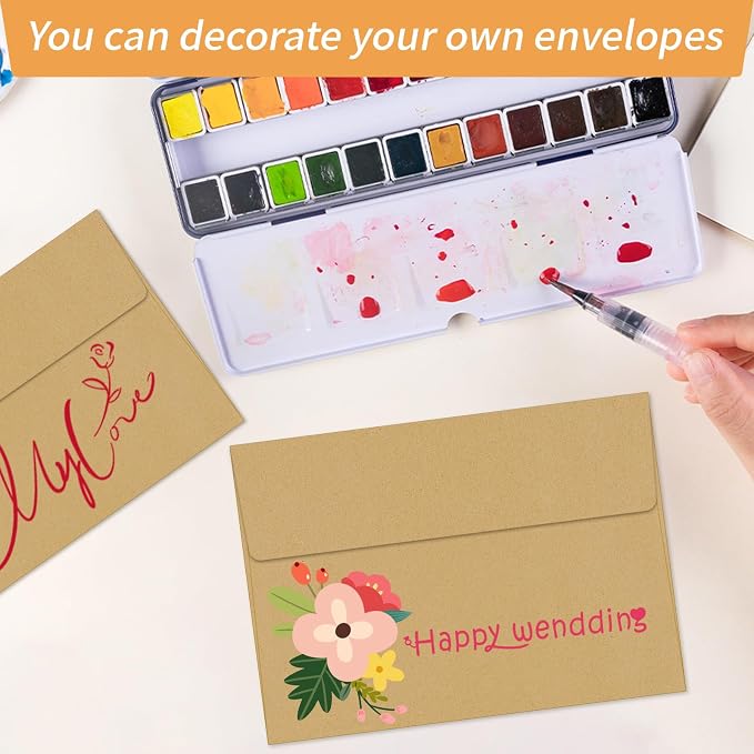 100 Packs Kraft 4x6 Envelopes for Invitation Card, A6 Small Envelopes Self Seal - Image 6