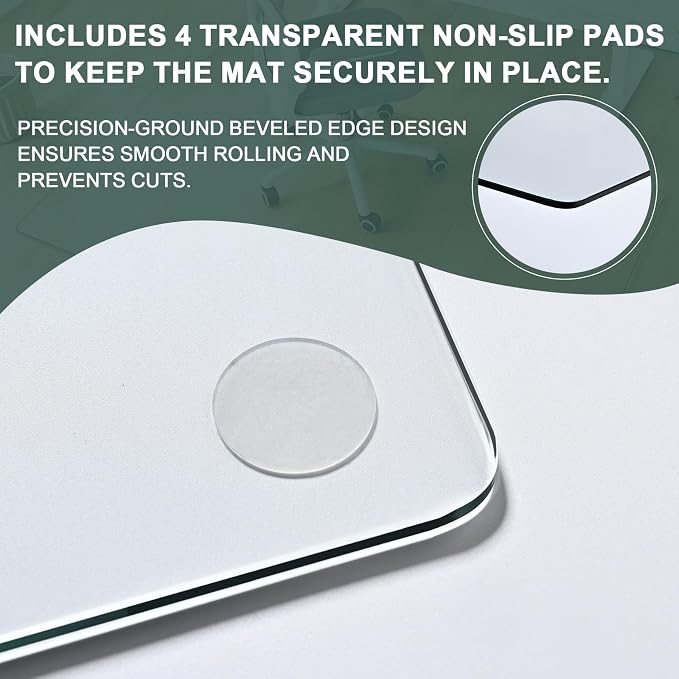 Tempered Glass Chair Mat 48" x 32", 1/5" Thick - Image 3