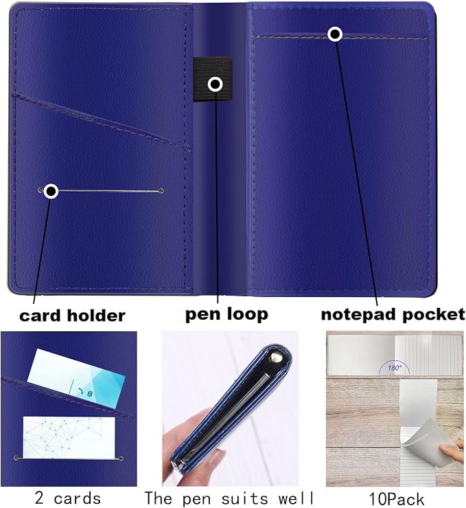 13 Pieces Mini Pocket Notepad Set, Included Leather Pocket Note pad Holder - Image 4