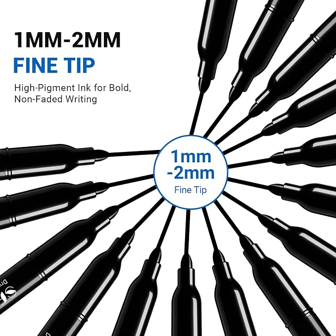 SFAIH Black Magnetic Dry Erase Markers, Fine Tip 1-2mm Bold Point Markers - Image 2