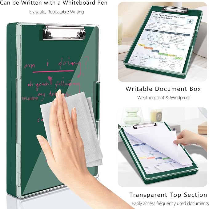 SFLHHDM Clipboard with Storage, Heavy Duty Clip Boards 8.5x11 with 2 Storage - Image 5