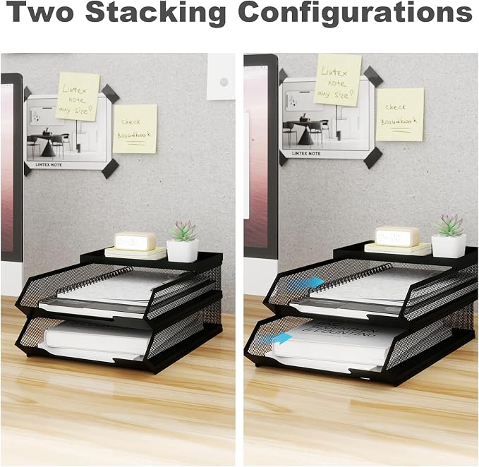 Natwind 2-Tier Stackable Metal Mesh Paper Organizer - Image 3