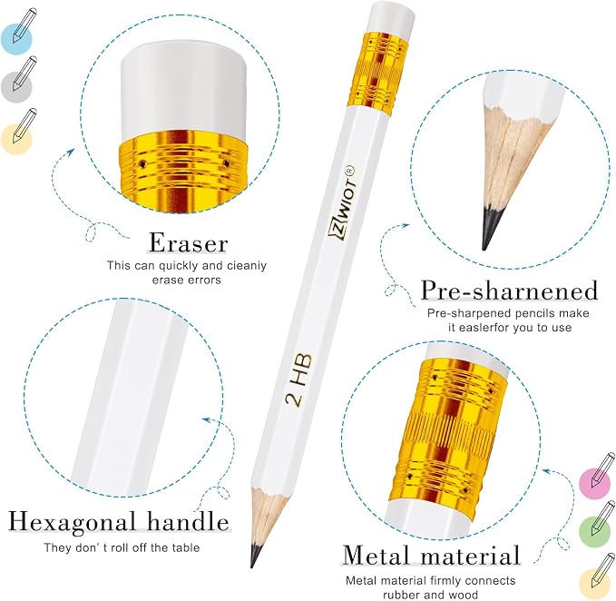 ZWlOT Golf Pencils with Eraser, #2 HB Half, Pre-Sharpened, 120/200/320 Count - Image 3