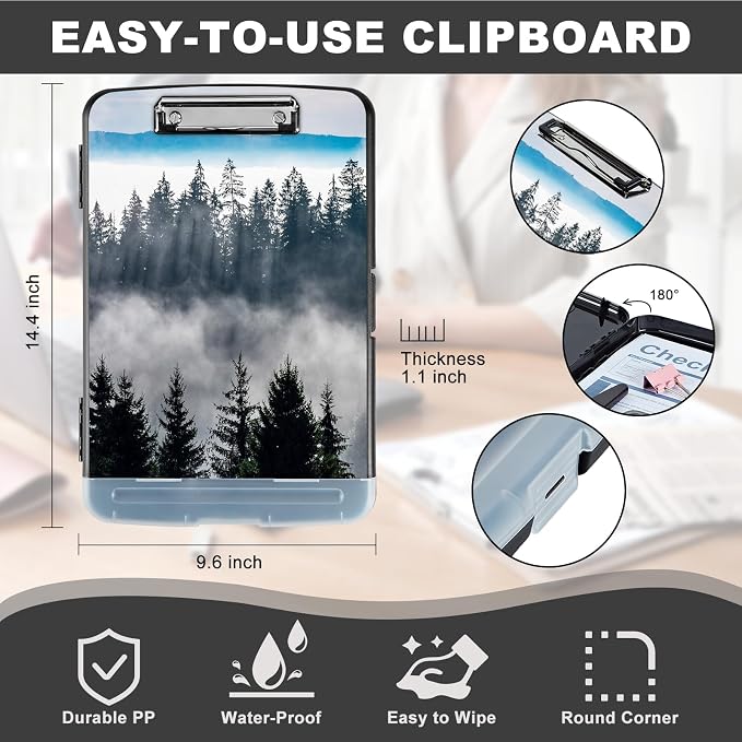 Clipboard with Storage, Heavy Duty Plastic Storage Clipboard with Low Profile - Image 3