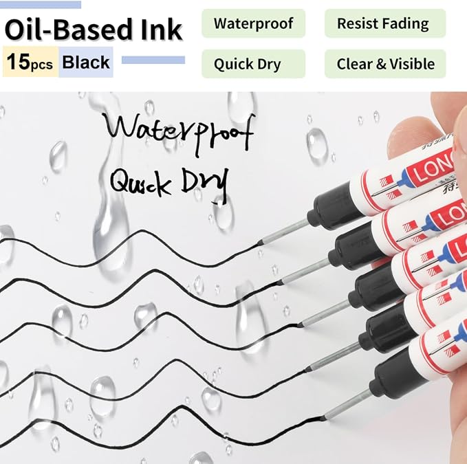 15 Pcs Long Nib Marker, 20 mm Long Head Deep Hole Marker Pens, Fine Nose Tip - Image 3