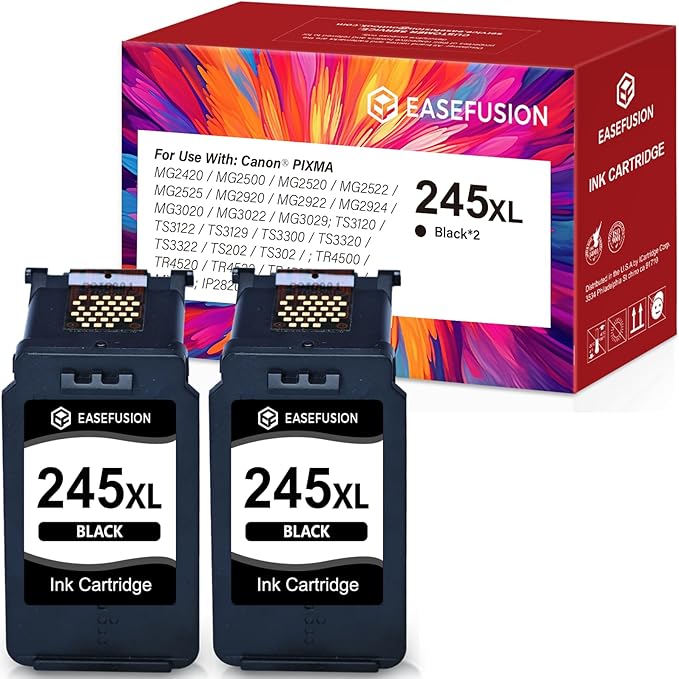 245XL Ink Cartridges Replacement for Canon 245XL Black Ink Cartridges 245 XL PG-245 PG-245XL for Canon Pixma MX490 MX492 MG2522 TR4520 TS3322 TS202 MG2500 TS3122 TR4500 Printer Ink 245-DeskLoop Office