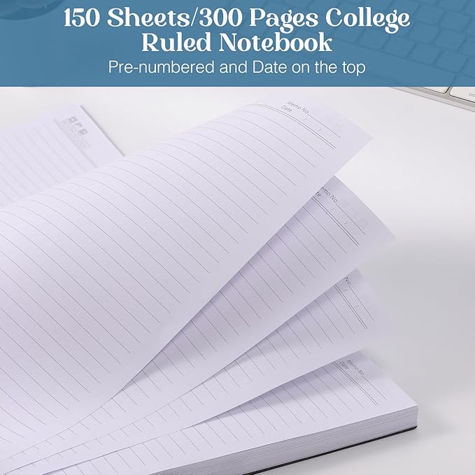 Spiral Notebook, 8.5” x 11” Notebooks for Work, 300 Numbered Pages College Ruled Notebook, Large Notebook for School with 24 Tabs, A4 Notebook Journal for Women Men, Thick Paper, Back Pocket, Pink-DeskLoop Office