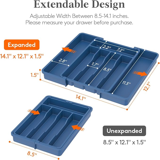 Lifewit Silverware Drawer Organizer, Expandable Utensil Tray - Image 2