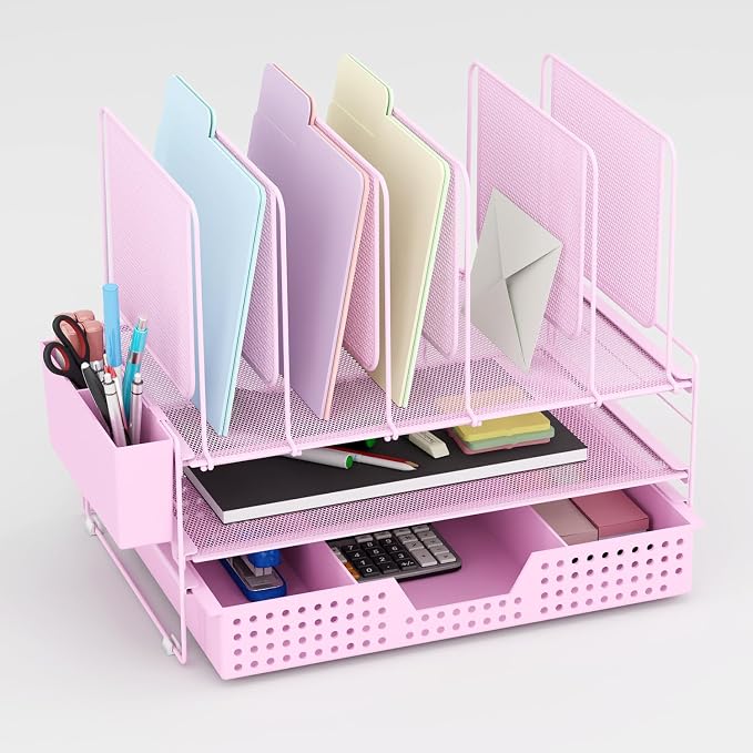 LEKETREE Pink Desk Organizer, Office Organization by Stylishworkspaceeffortlessorganization