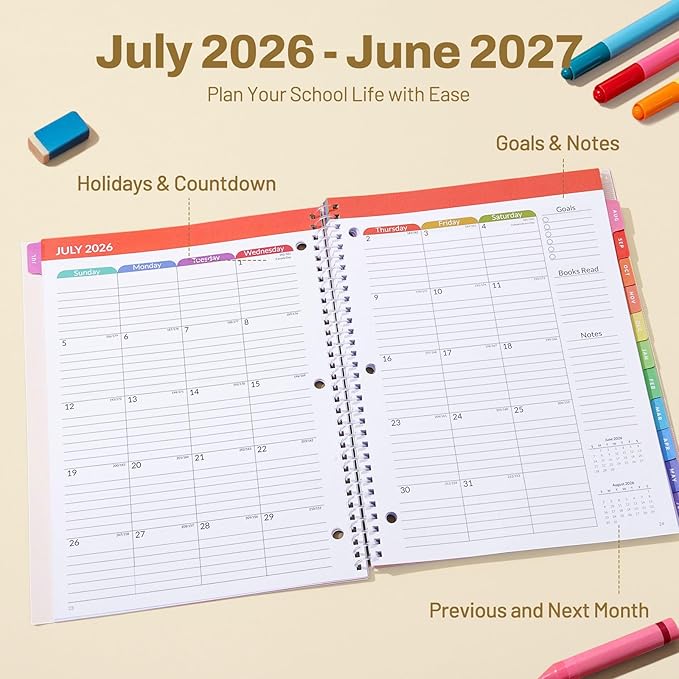 SUNEE Elementary Student Planner 2026-2027, Academic Year Jul. 2026 - Image 2