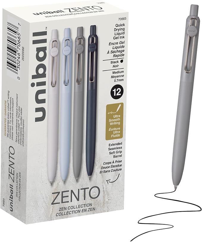 uniball™ Zento Gel Pens, 0.7mm Medium Point, Retractable, Smooth Writing by uni-ball