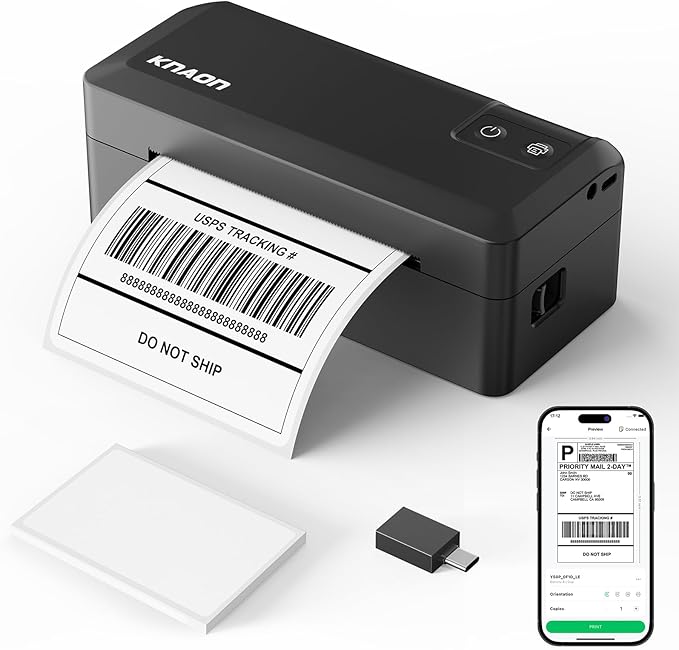 Shipping Thermal Label Printer, 4x6 Portable Label Printer, Bluetooth Label Maker for Small Business, Support iPhone,Android,Windows,Mac,Chromebook,Works with USPS, Ebay,Shopify&More, Black-DeskLoop Office