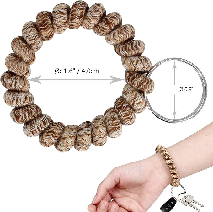 BIHRTC Pack of 6 Keychain Bracelet Wristlet Wrist Key Chain Holder Spring - Image 2