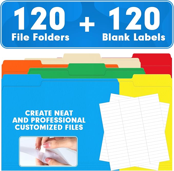 File Folder, HERKKA 120 Pack 1/3 Cut Tab File Folders, Colored File Folders - Image 6