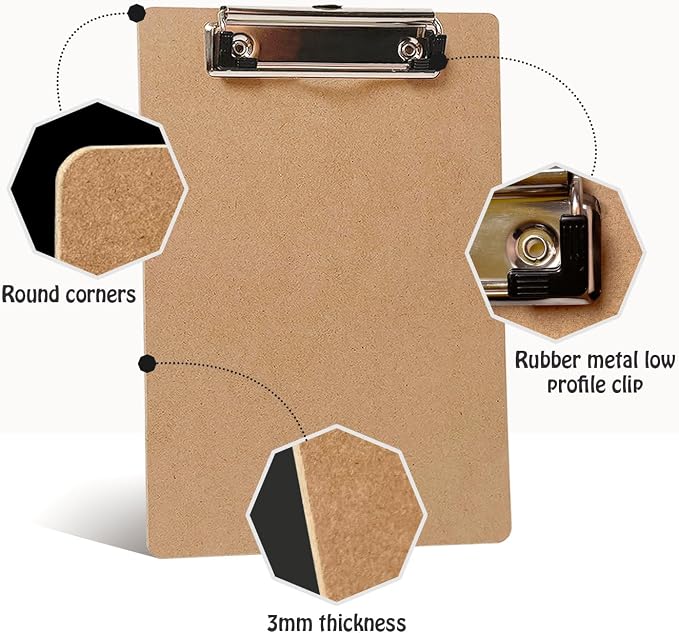 Mini Clipboards, 32 Pack 6" x 9" Small Clipboards Bulk, Wooden Memo Mini Clip - Image 2