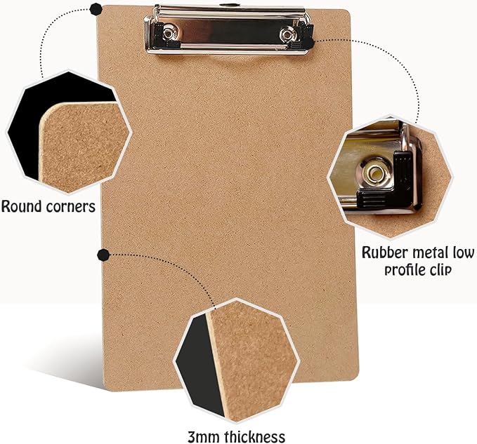 Mini Clipboards, 16 Pack 6" x 9" Small Clipboards Bulk, Wooden Memo Mini Clip - Image 2