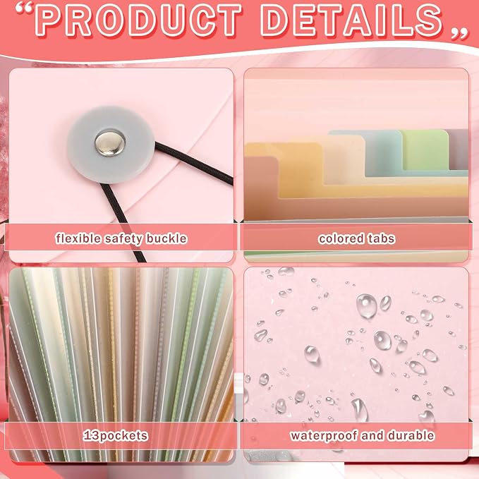 Harloon 2 Pack 13 Pockets Expanding File Folder and Cover Folder - Image 3