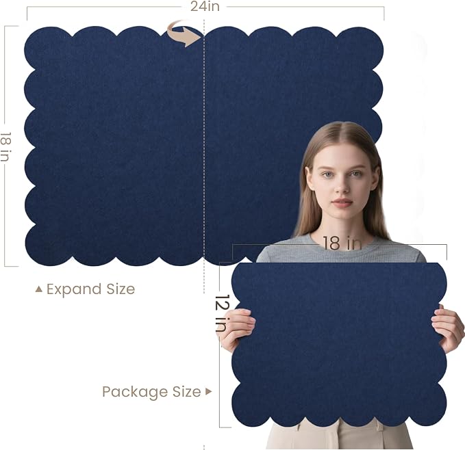 Lightomorrow Scalloped Bulletin Board, 24 x 18 Inches Felt Pin Board - Image 2