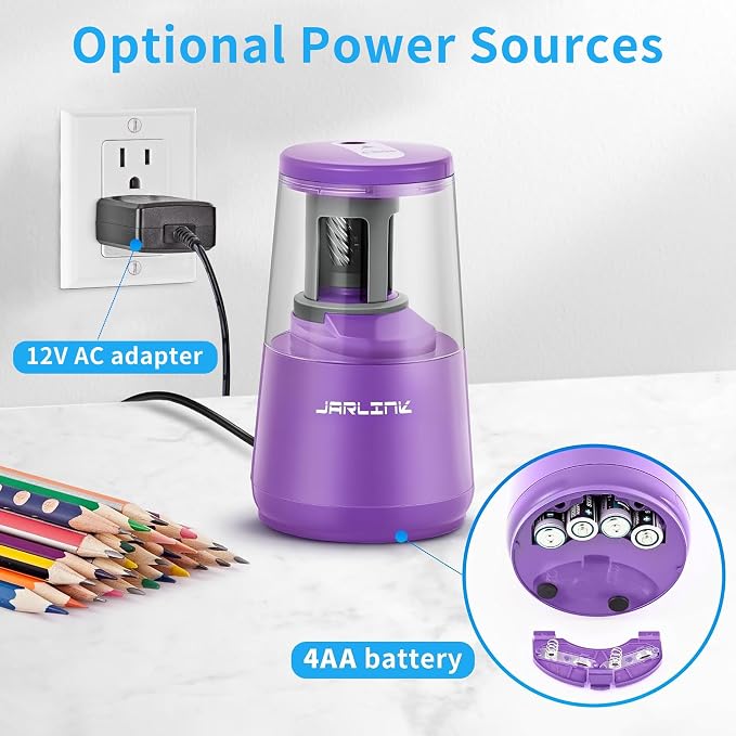 JARLINK Electric Pencil Sharpener, Heavy-Duty Helical Blade to Fast Sharpen - Image 5