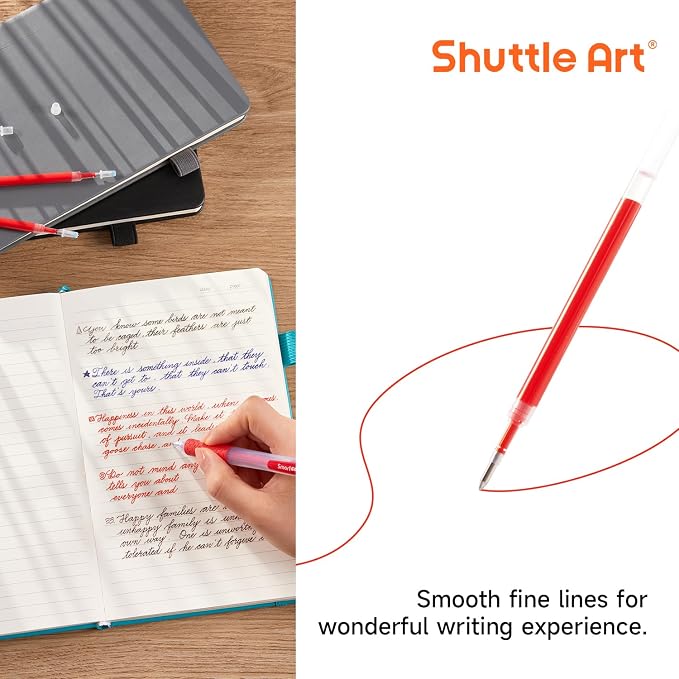 Retractable Gel Pen Refills, Shuttle Art 30 Pack Red Rollerball Gel Ink Pens - Image 4