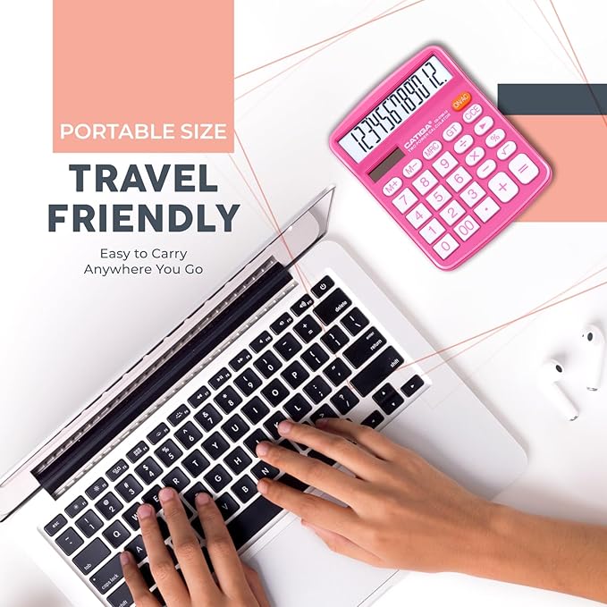 CATIGA Desktop Calculator (2 Pack) 12 Digit with Large LCD Display and Sensitive Button, Solar and Battery Dual Power, Standard Function for Office, Home, School, CD-2786 (Blue/Pink)-DeskLoop Office