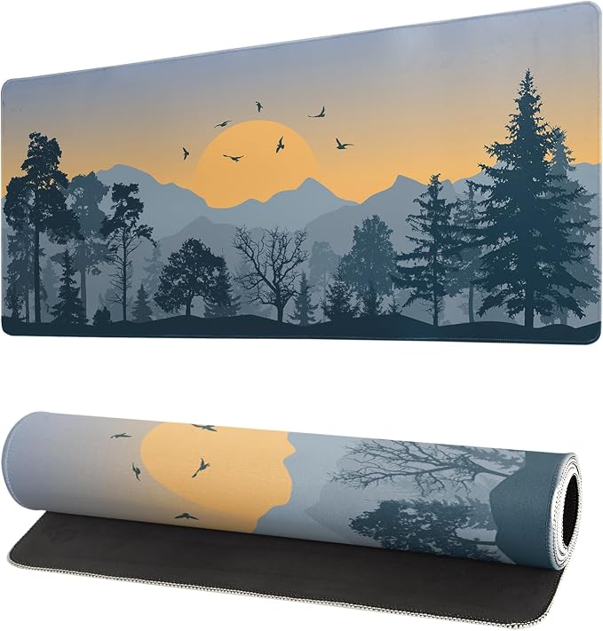 Mountain Gaming Mouse Pad 27.6x11.8 Inch Forest Large Mousepad Extended Grey by Siski