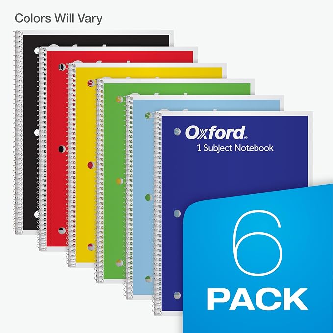 Oxford Spiral Notebook, 6 Pack, 1 Subject, Wide Ruled Paper, Notebooks - Image 7