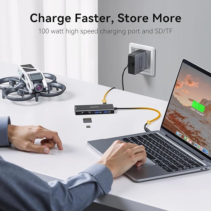 Hub Multiport Adapter for MacBook Pro/Air, 9 in 1 Accessories Mac USB C Dongle Dock Adapter with HDMI, SD/TF Card Reader, USB C Port, PD 100W and 4 USB for Dell XPS, Lenovo HP Laptops-DeskLoop Office